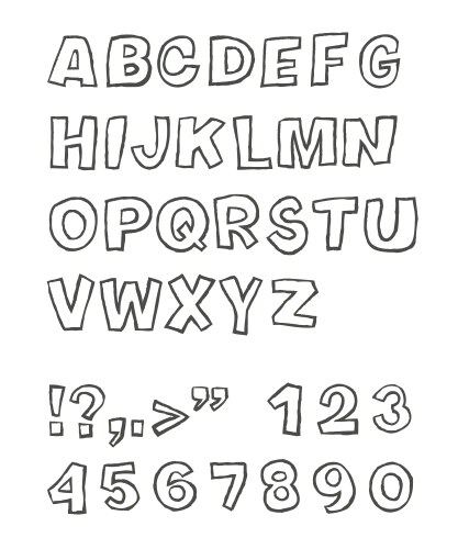 Black and white alphabet hand drawn outline abc Vector Image