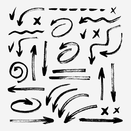 Grunge Brush Strokes - Textured Arrows Vector Image