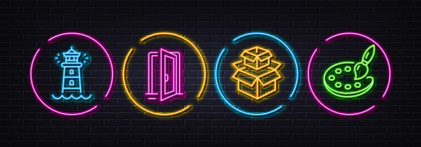 Lighthouse open door and packing boxes minimal Vector Image