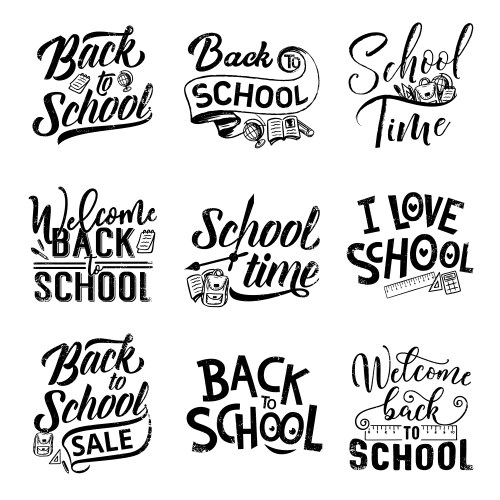 Back to School Lettering & Supplies Vector Image