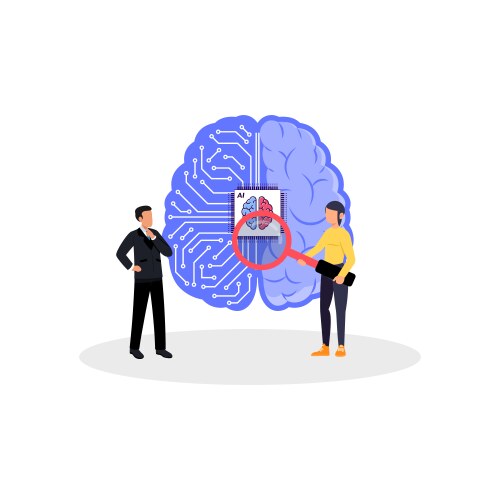 Man ai brain technology Royalty Free Vector Image