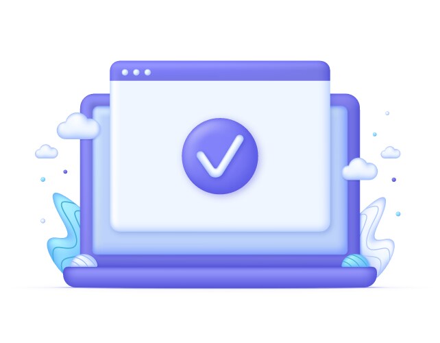 3d page and check mark icon on computer vector image