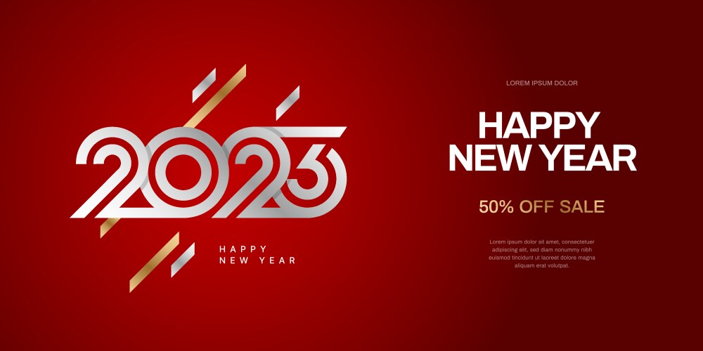 Gold New Year 2023 Celebration Logo Vector Image