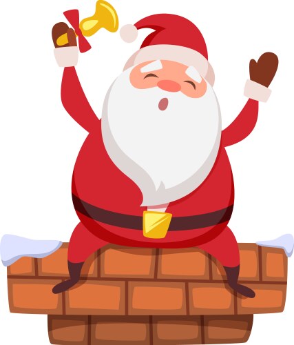 Santa Claus on Roof Chimney Vector Image