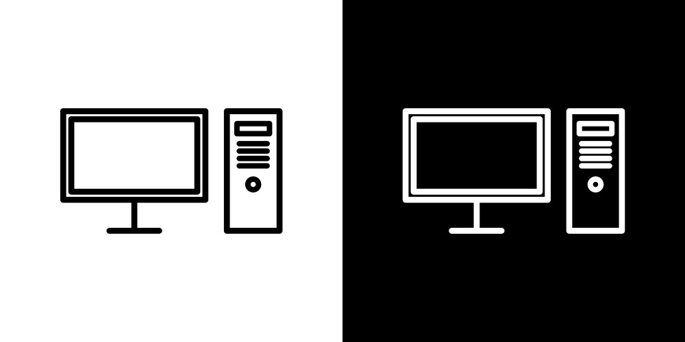 Computer icon set pc monitor screen symbol tablet Vector Image