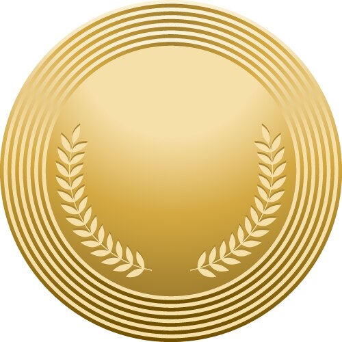 gold round badge mockup metal quality medal vector image