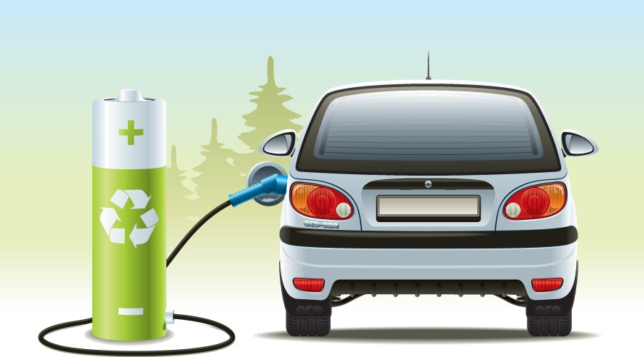 electric car recharges vector