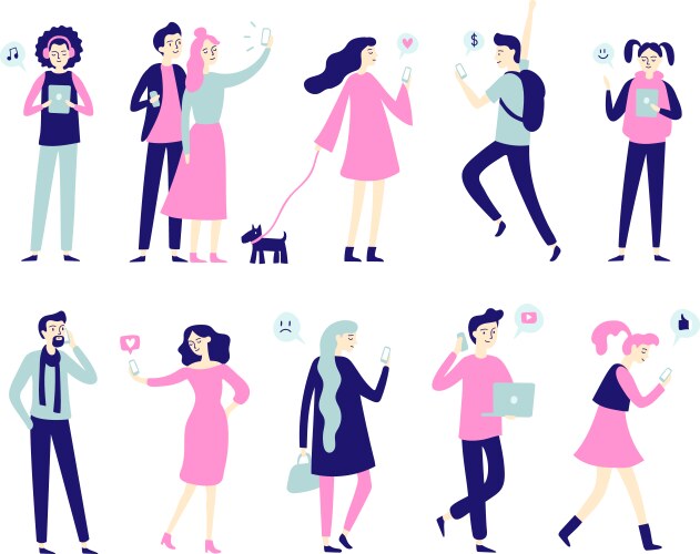 People Using Smartphones Vector Image