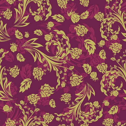 Red gold floral vintage seamless pattern Vector Image