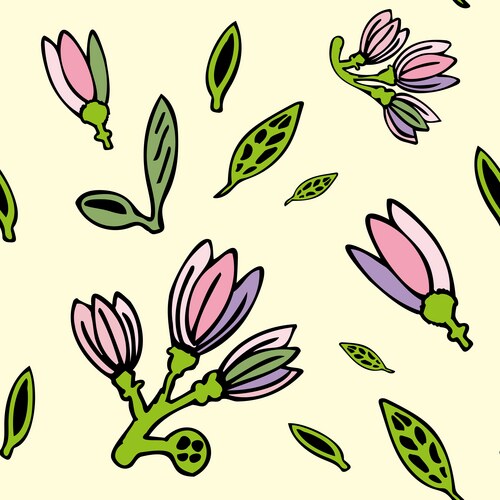 Seamless pattern with silhouette of a blooming Vector Image