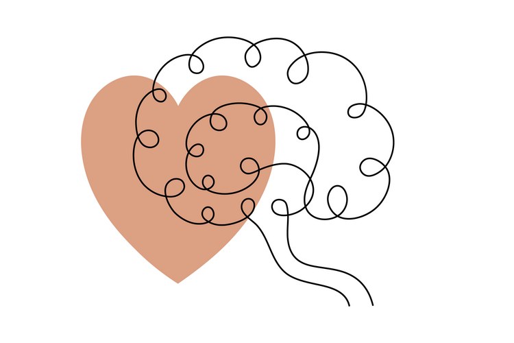 Abstract Brain Art - Line Drawing Vector Image