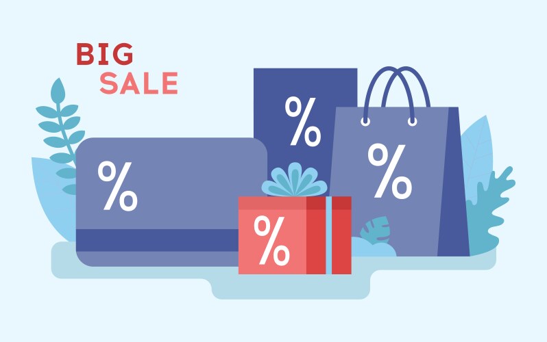 big mega super sale and money saving concept vector image