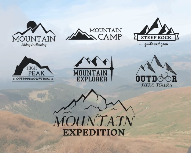 Mountain Explorer Camp Badge Set Vector Image
