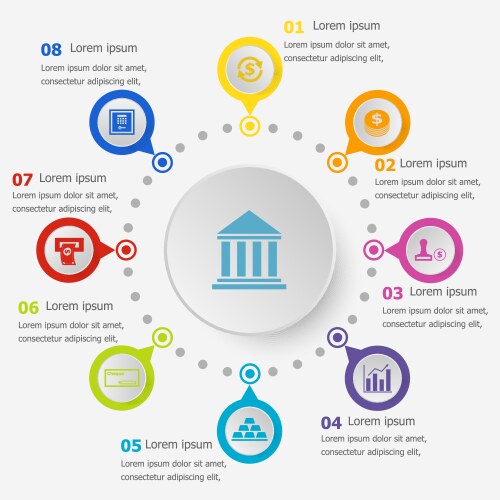 Infographic template with banking icons vector image