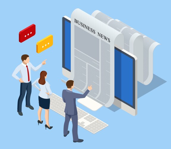 isometric business news concept vector image