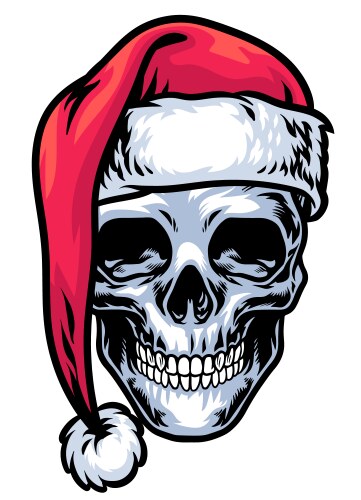 Skull in Santa Hat Vector Image