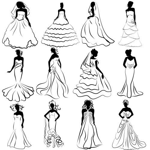 Bridal dress outline Vector Images & Graphics for Commercial Use |  VectorStock