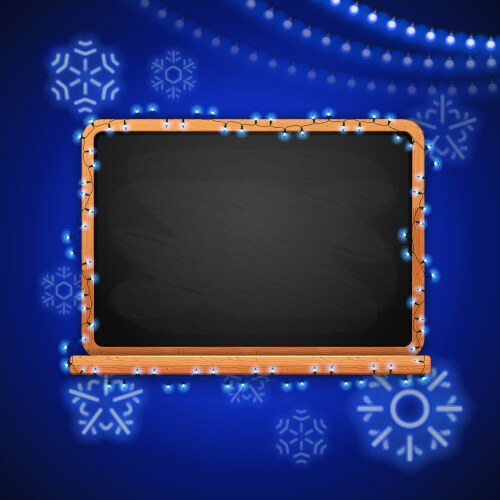 Christmas chalkboard with neon snowflakes vector image