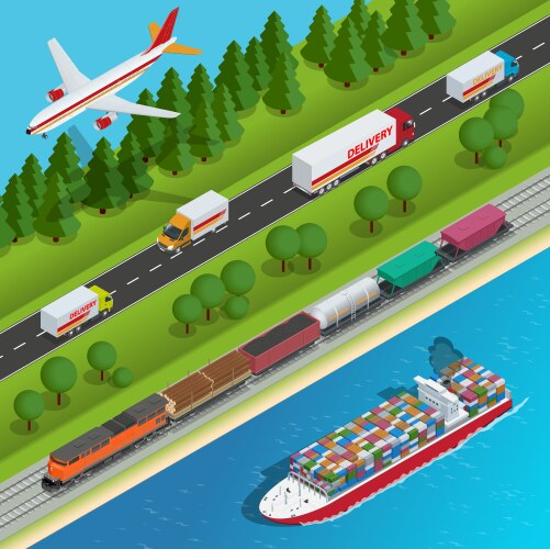 Web template banner global logistics network flat Vector Image