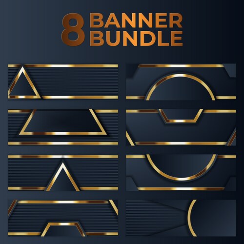 set gold banner design with minimalist modern vector