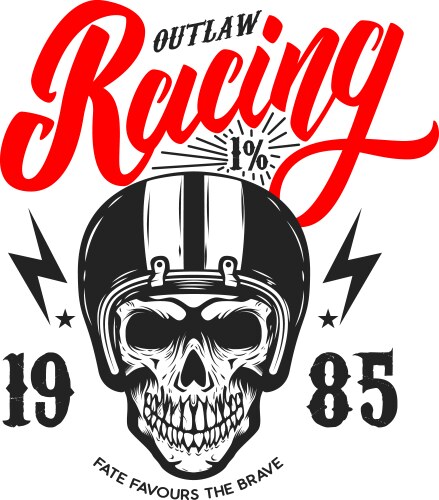 Outlaw Racing Skull Emblem Vector Image