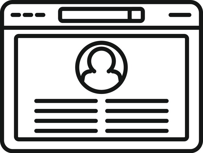 Browser error icon outline window computer vector image