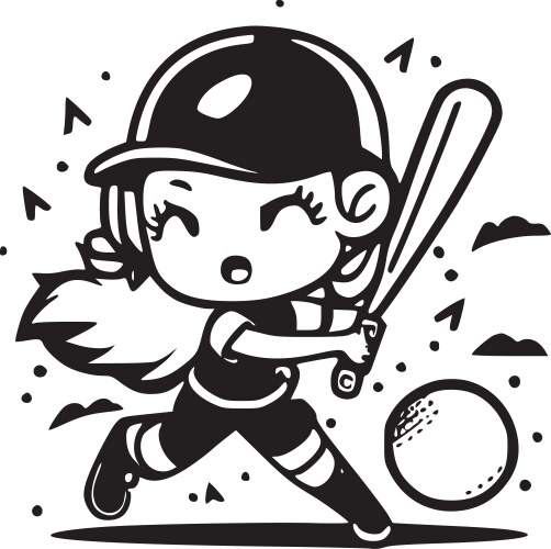 Softball - black and white isolated icon Vector Image