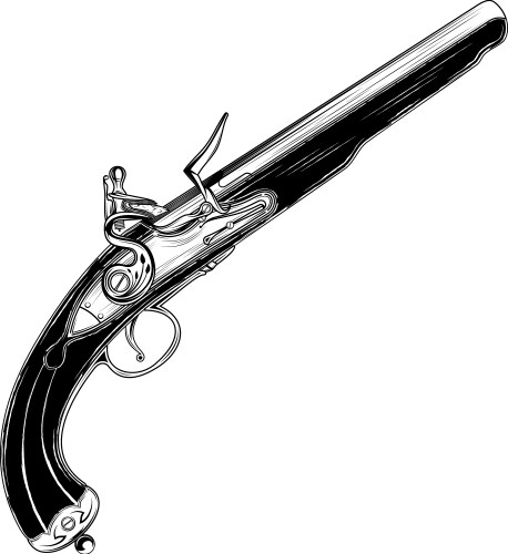 Vintage Flintlock Pistol Vector Image