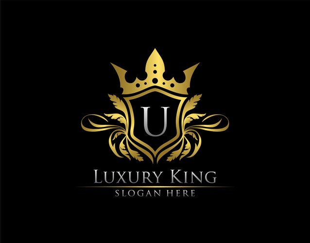 Royal Gold U Logo - Heraldic Shield Vector Image