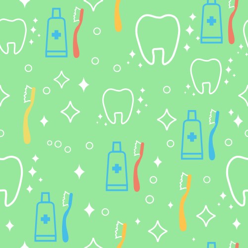 seamless pattern with teeth an toothbrushes vector image