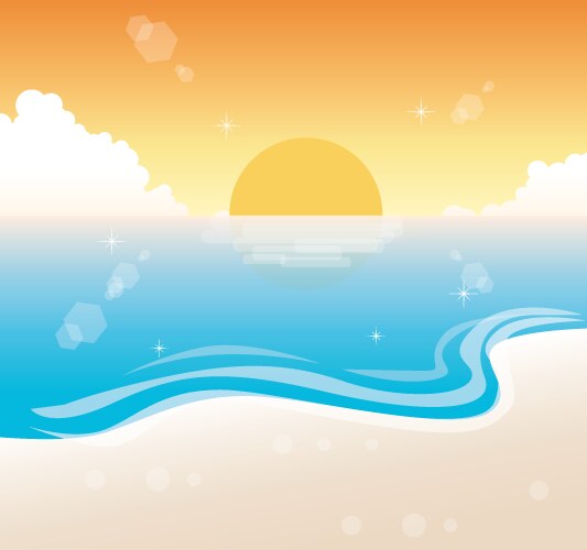 Sunset on the ocean Royalty Free Vector Image - VectorStock