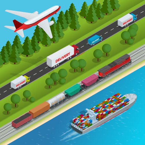Web template banner global logistics network flat Vector Image
