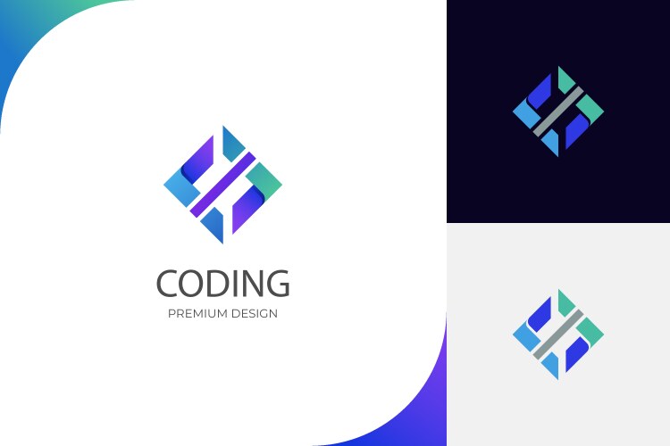 Modern logos of code for coding programming vector image