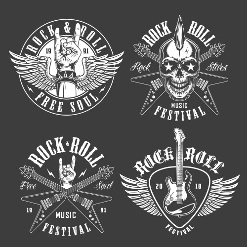 Rock & Roll Emblems Vector Image
