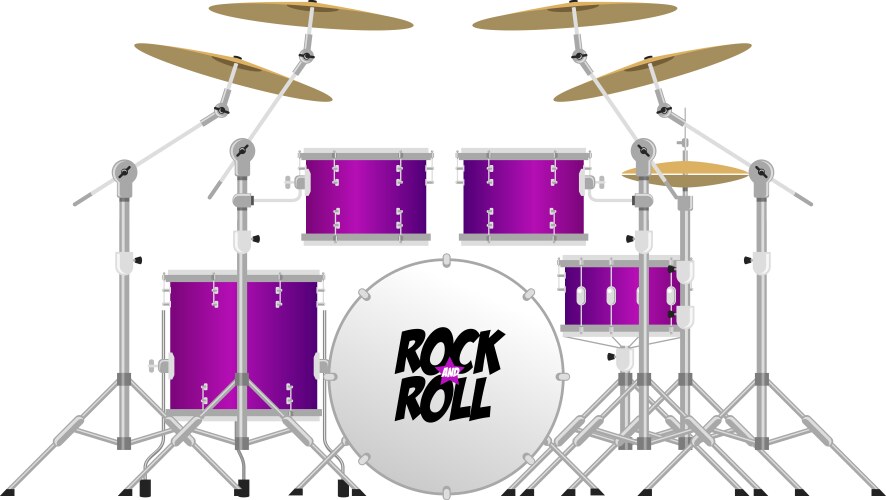 Color flat style drum set Royalty Free Vector Image