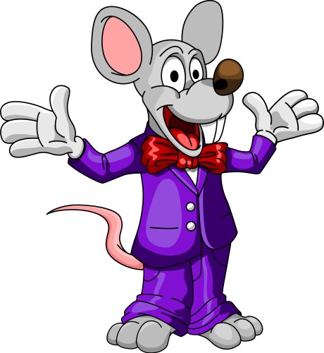 Happy cartoon mouse or rat in a suit vector image