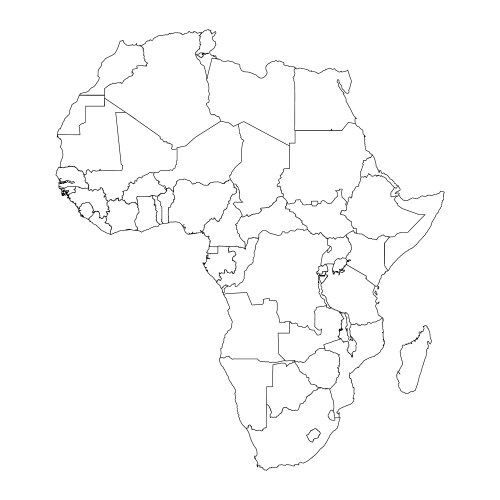 africa map line icon with borders between vector image