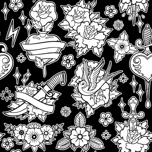 Old School Tattoo Patches Vector Image