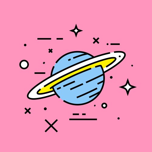 saturn planet line icon vector