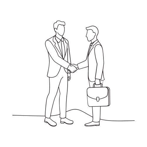 Businessman hand shake one line continuous Vector Image