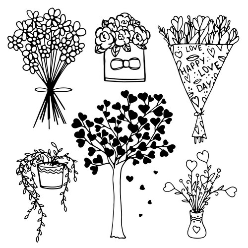 Blooming Bouquet Sketch Vector Image