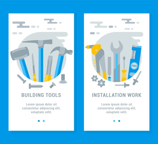 Three 3d building banner set Royalty Free Vector Image