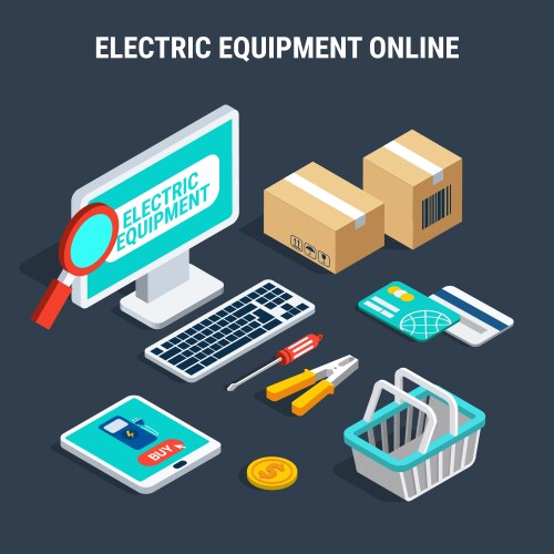 Red electricity isometric composition Royalty Free Vector