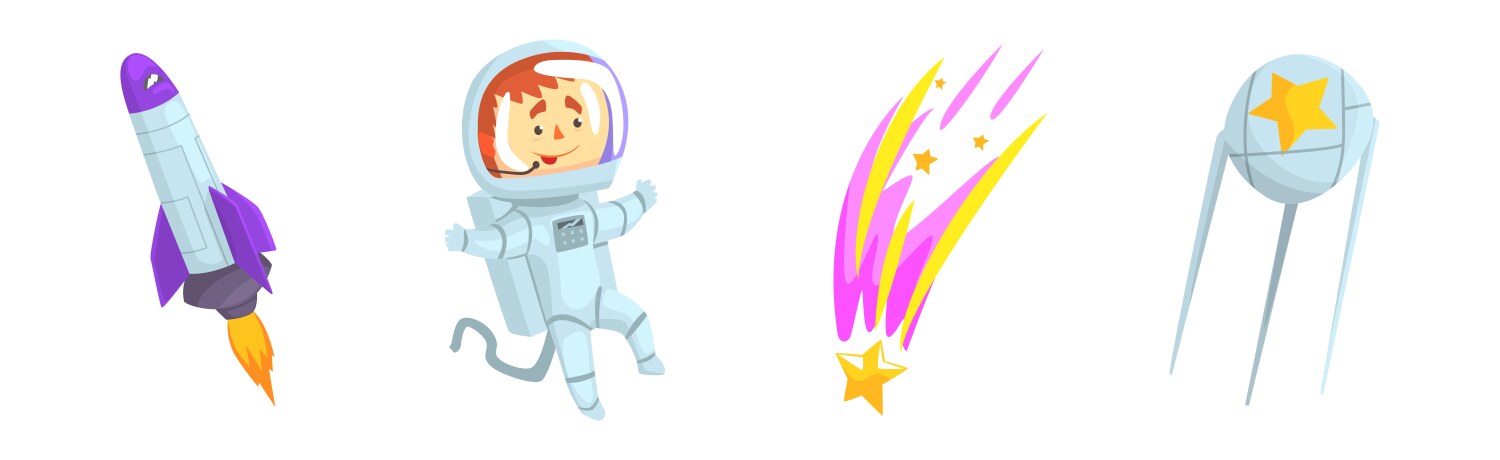 Astronaut outer space object and attribute vektorbild