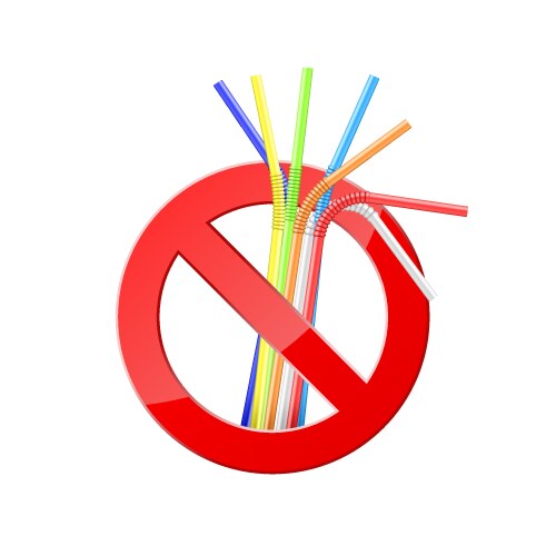 no plastic straws save environment banner protect vector image