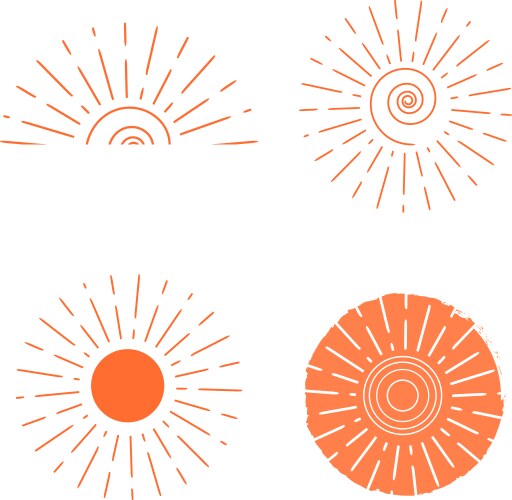 Sun icon set isolated on white background Vector Image