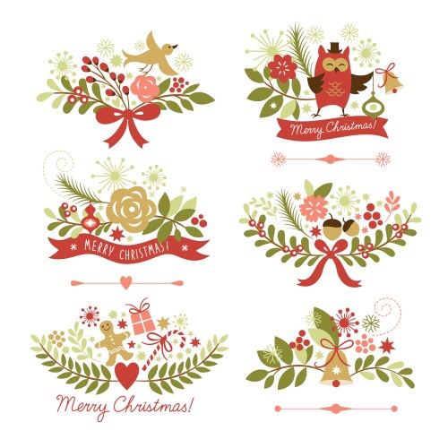 Christmas tree wreaths and garlands set – Royalty-Free Vector | VectorStock
