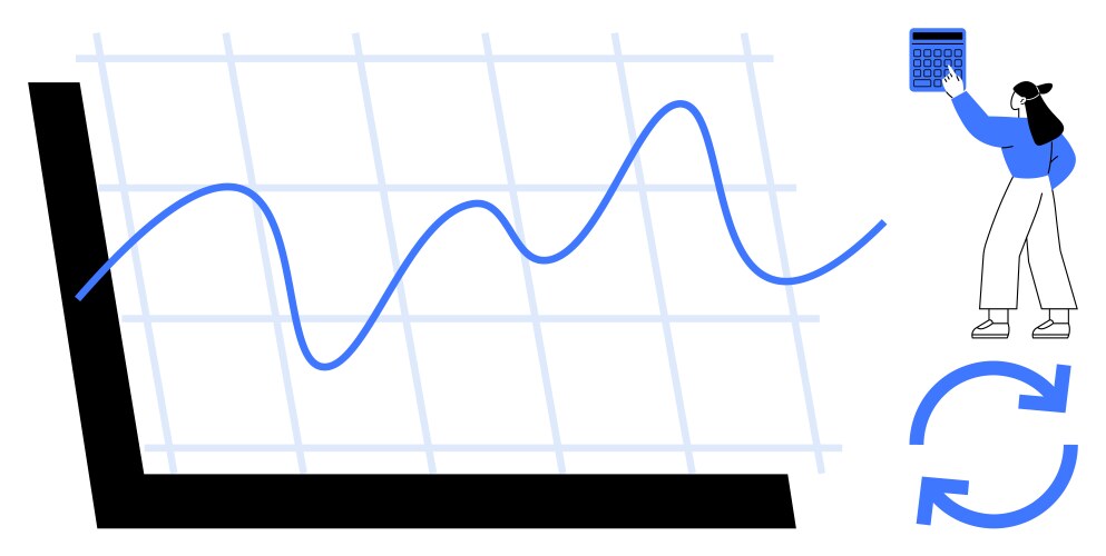 Data analysis with graph progress updates vector image