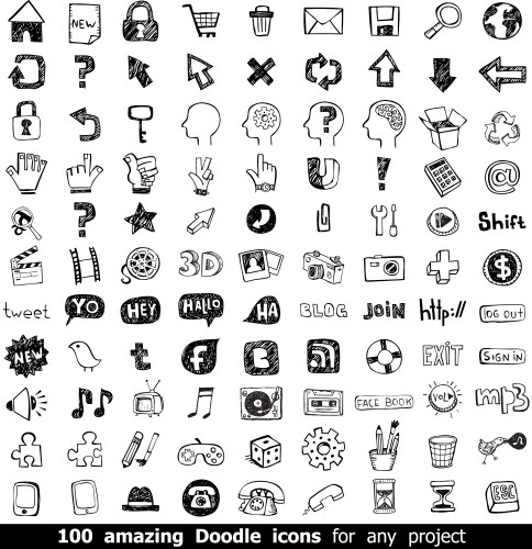Universal icon set 100 icons Royalty Free Vector Image