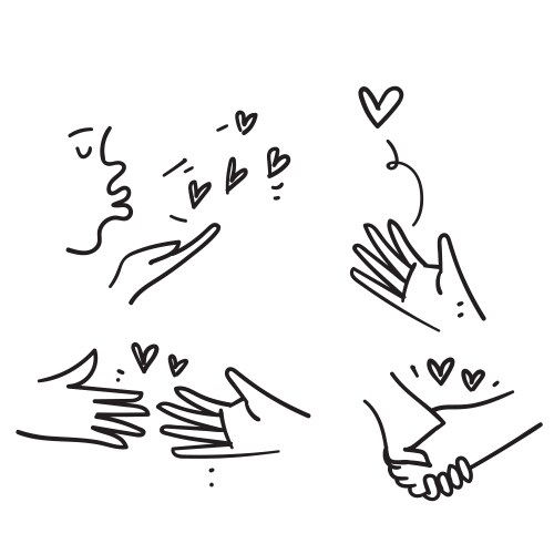 Hand Drawn Friendship & Love Doodle Vector Image